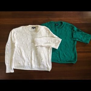 Two 525 America Cotton polka dot sweaters